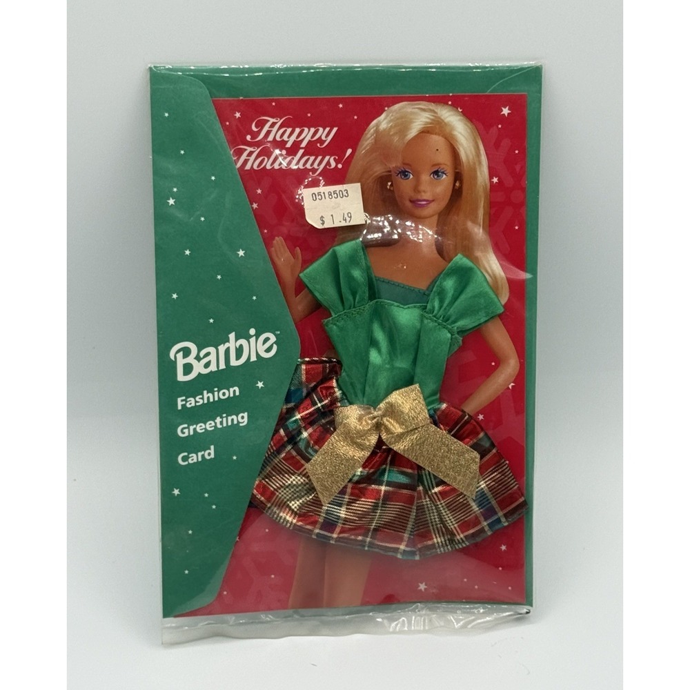 1995 Barbie Fashion Greeting Card Happy Holidays Mattel 13056-1121 Vintage